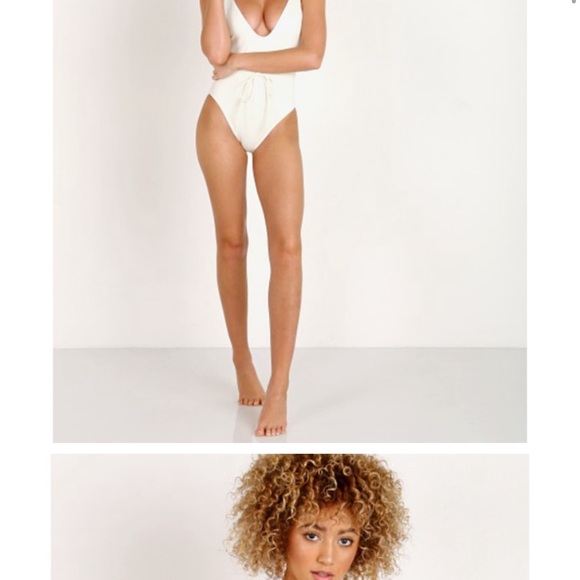Solid & Striped The Michelle Tie One Piece Swimsuit in Cream, Size XS - Picture 4 of 6